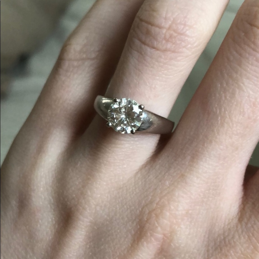 7.5 mm (about 1.5 ct) moissanite engagement ring